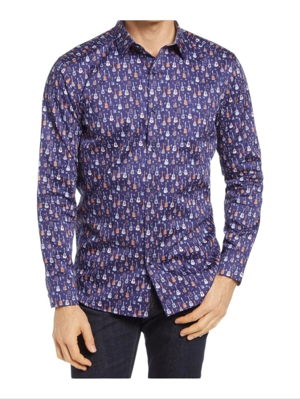 NWT Johnston & Murphy Long Sleeved Button Down Shirt Guitars M